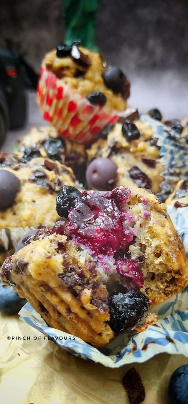 Dark Chocolate Blueberry Oats Muffin