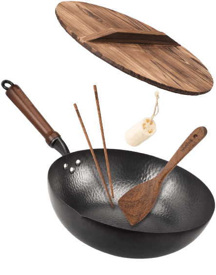 Bielmeier Wok Pan 12.5″, Woks and Stir Fry Pans with lid,