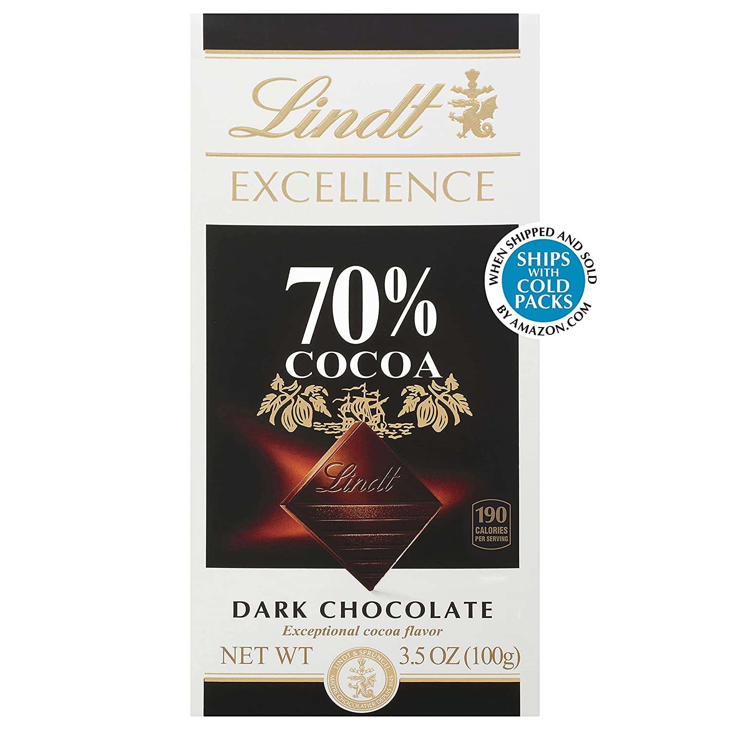 Lindt Excellence Bar, 70% Cocoa Smooth Dark Chocolate, Gluten Free