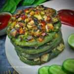 Healthy Oatmeal Spinach Pancake With Spicy Tofu