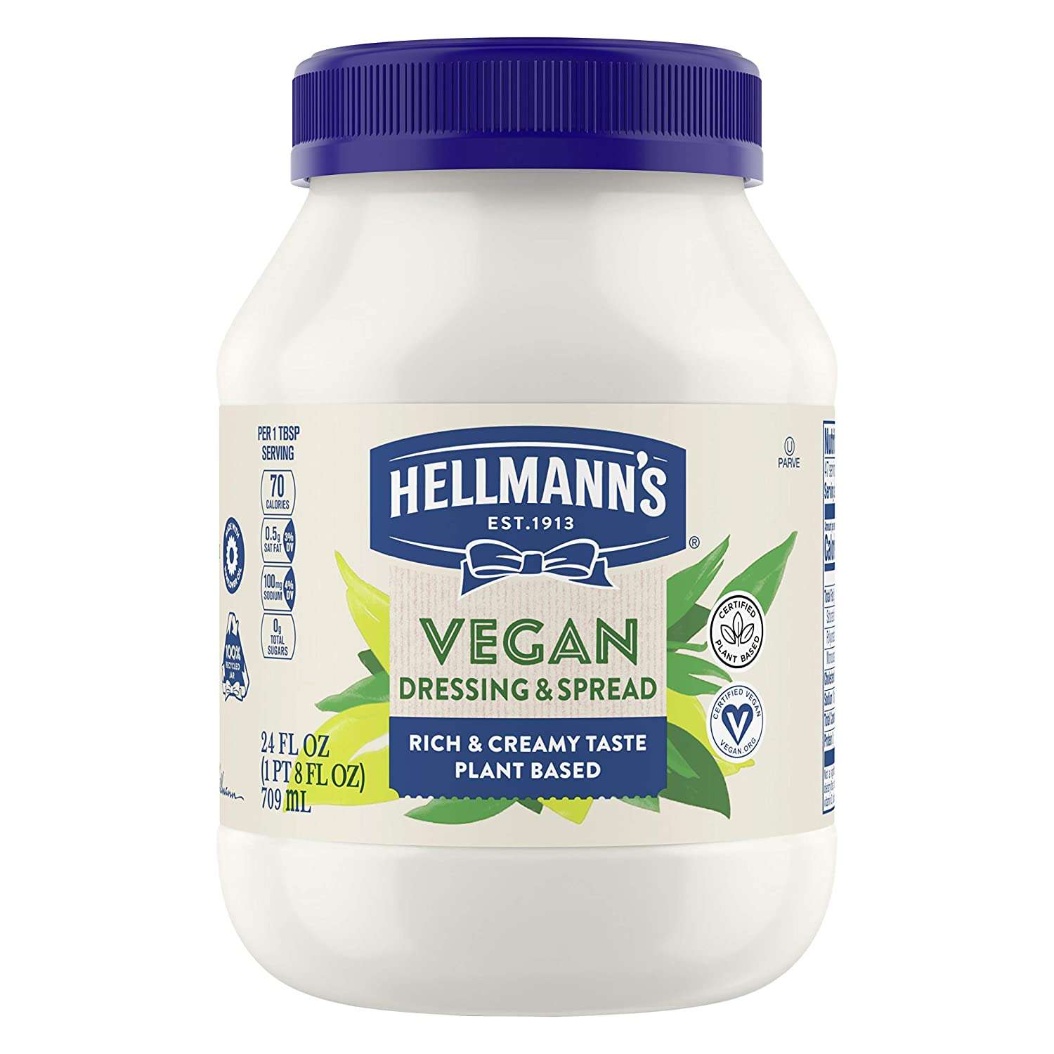 Hellmann’s Vegan Dressing and Spread for A Rich, Creamy Plant-Based Alternative to Mayonnaise Vegan Dressing and Spread Plant Based Alternative to Mayo Free From Eggs 24 oz