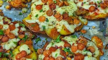 Crispy Cheese pizza smashed potatoes air fryer